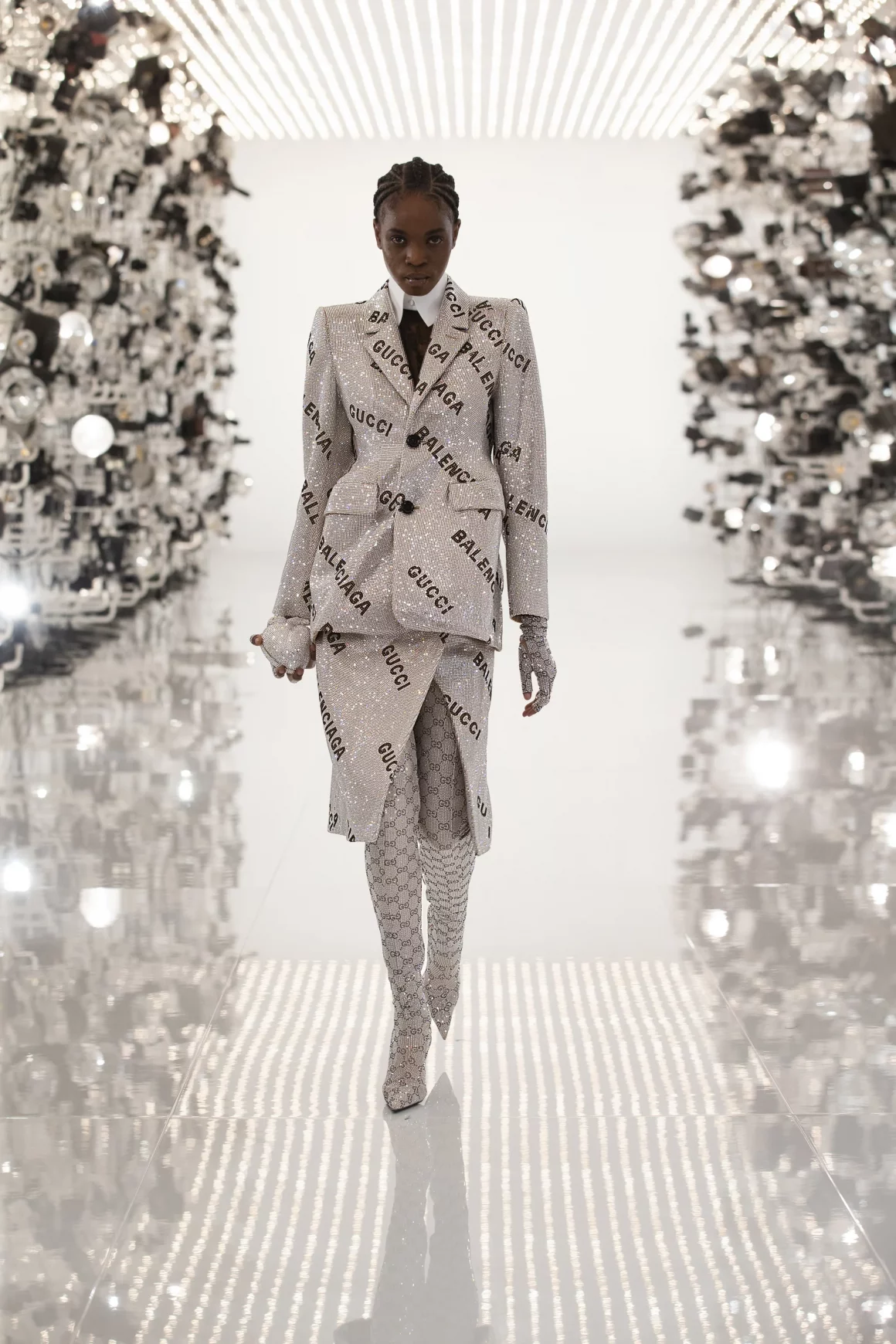 Beyoncé Dazzles in Gucci x Balenciaga Silver Crystal Blazer Jacket