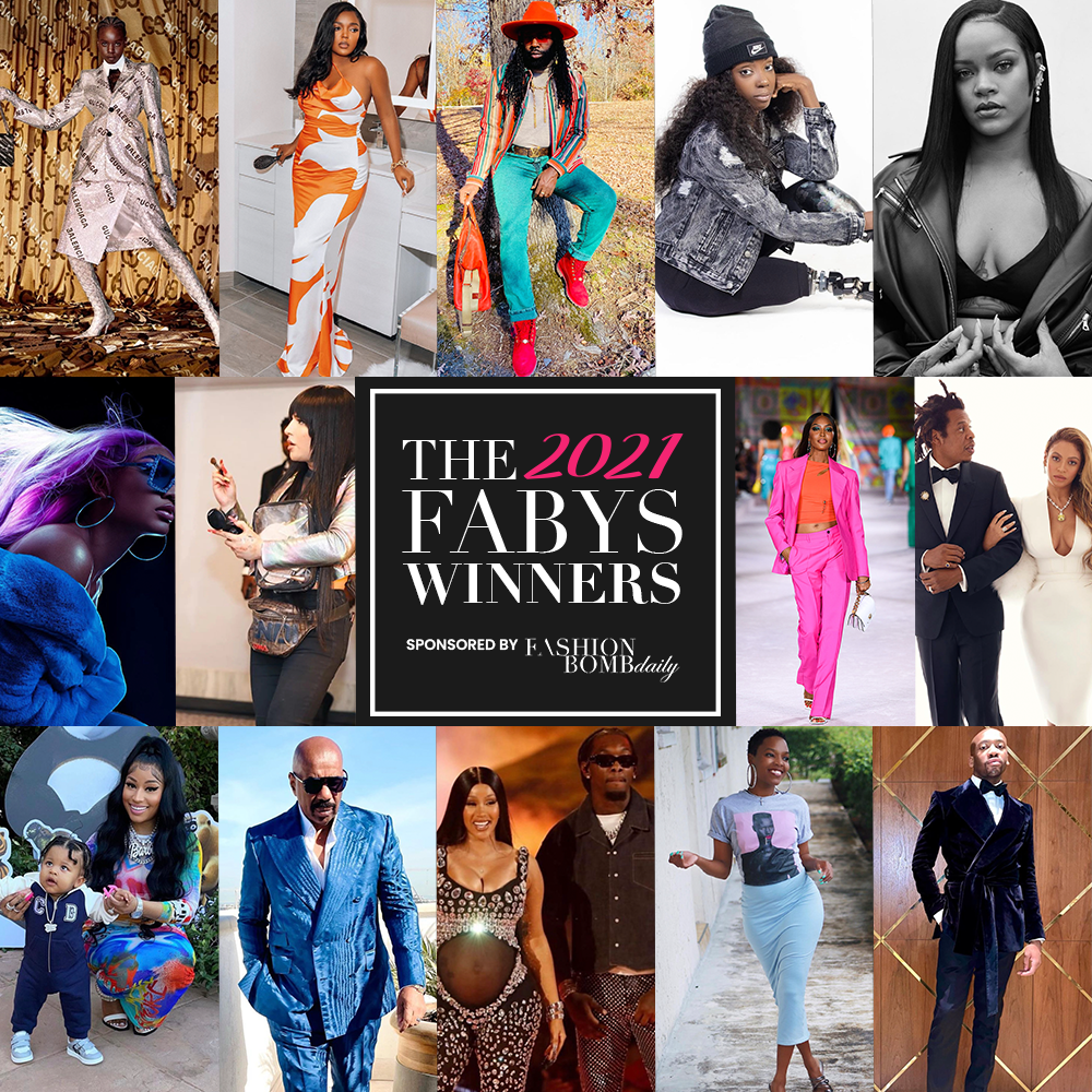 The Fabys Best of 2021 Winners Rihanna as Fashionista of the Year Jay Z and Beyonce as Most Fashionable Couple of the Year Steve Harvey as Most Fashionable Man of the Year More1