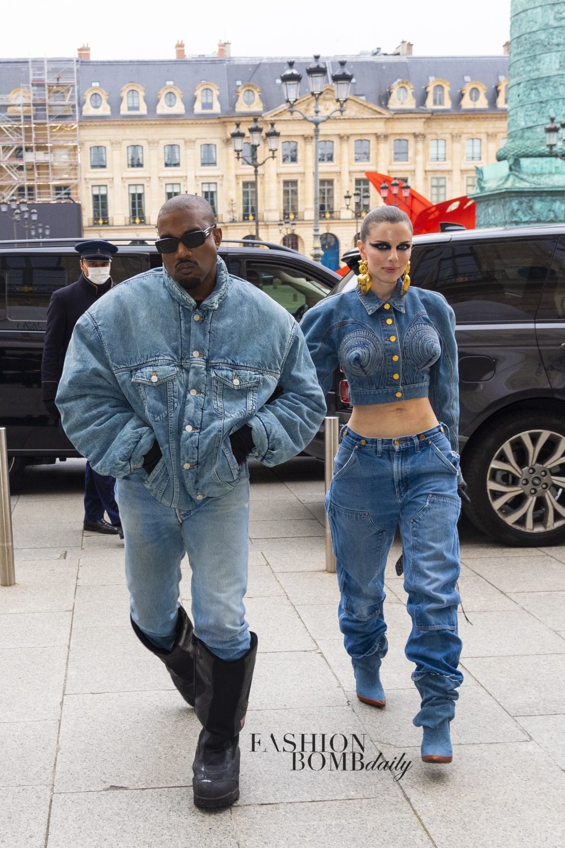 Kanye West and Girlfriend Julia Fox attend Kenzo Spring 2022 Show, With Kanye in All Denim