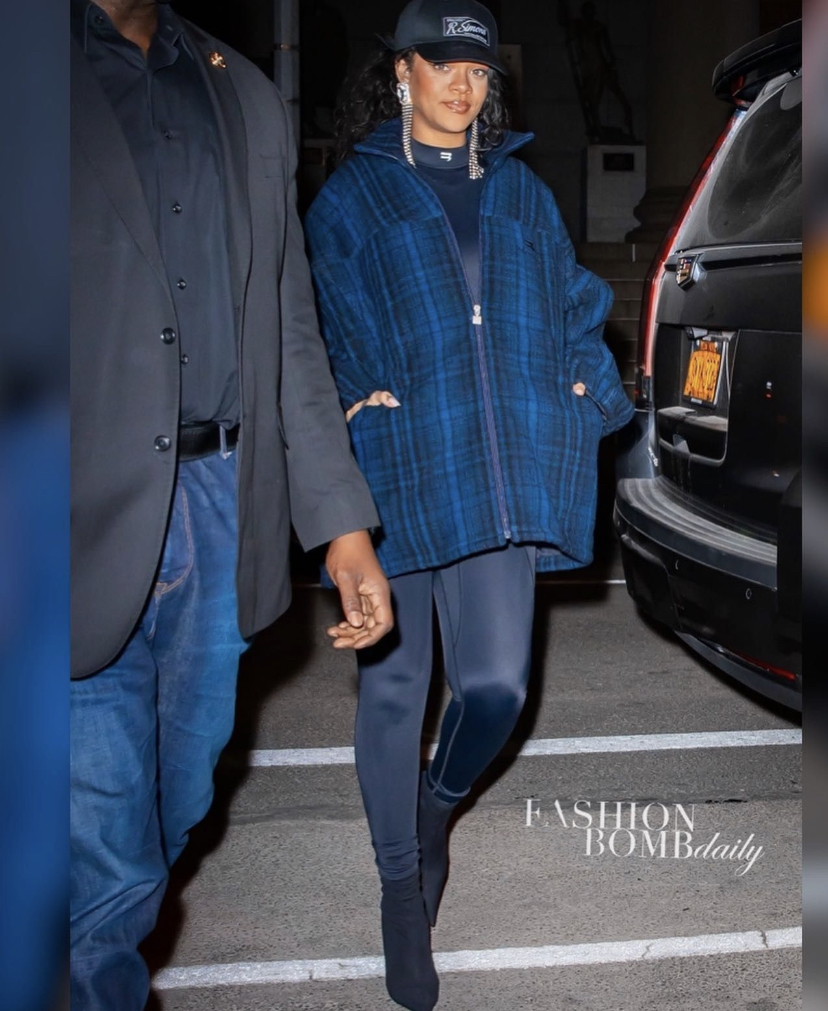Rihanna Keeps Pregnancy Rumors Buzzing in NYC Wearing Oversized Blue ...