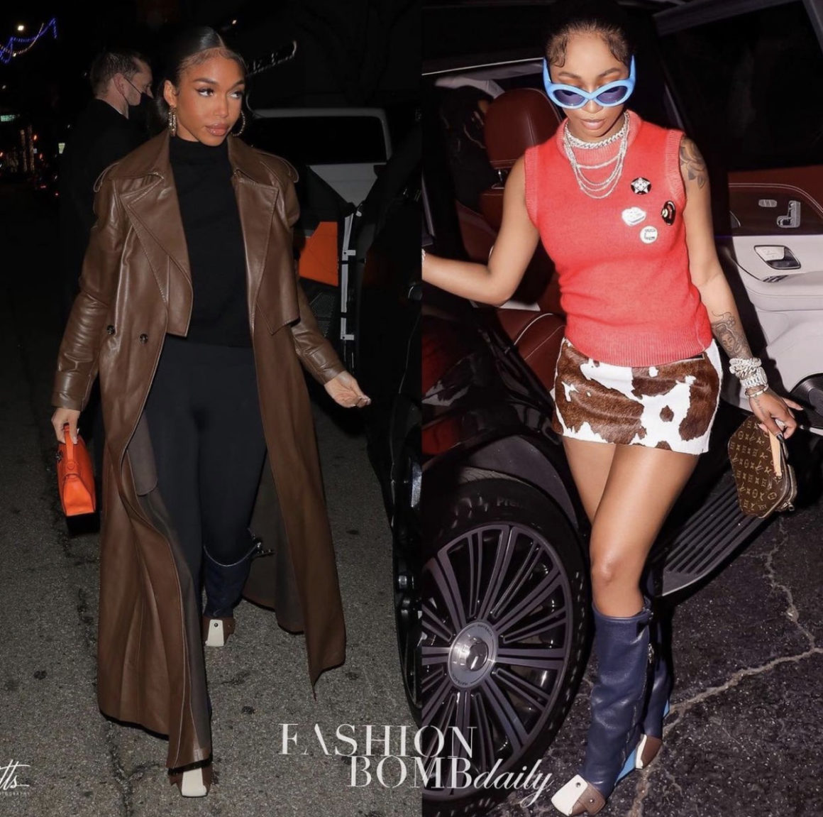 Who Wore It Better Lori Harvey and Dess Dior Wear Louis Vuitton Patti Colorblock Wedge Boots