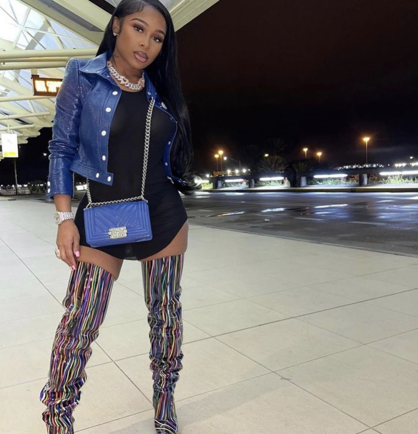 Jayda Cheaves Struck a Pose while Wearing a $1,200 Dark Blue Courreges ...