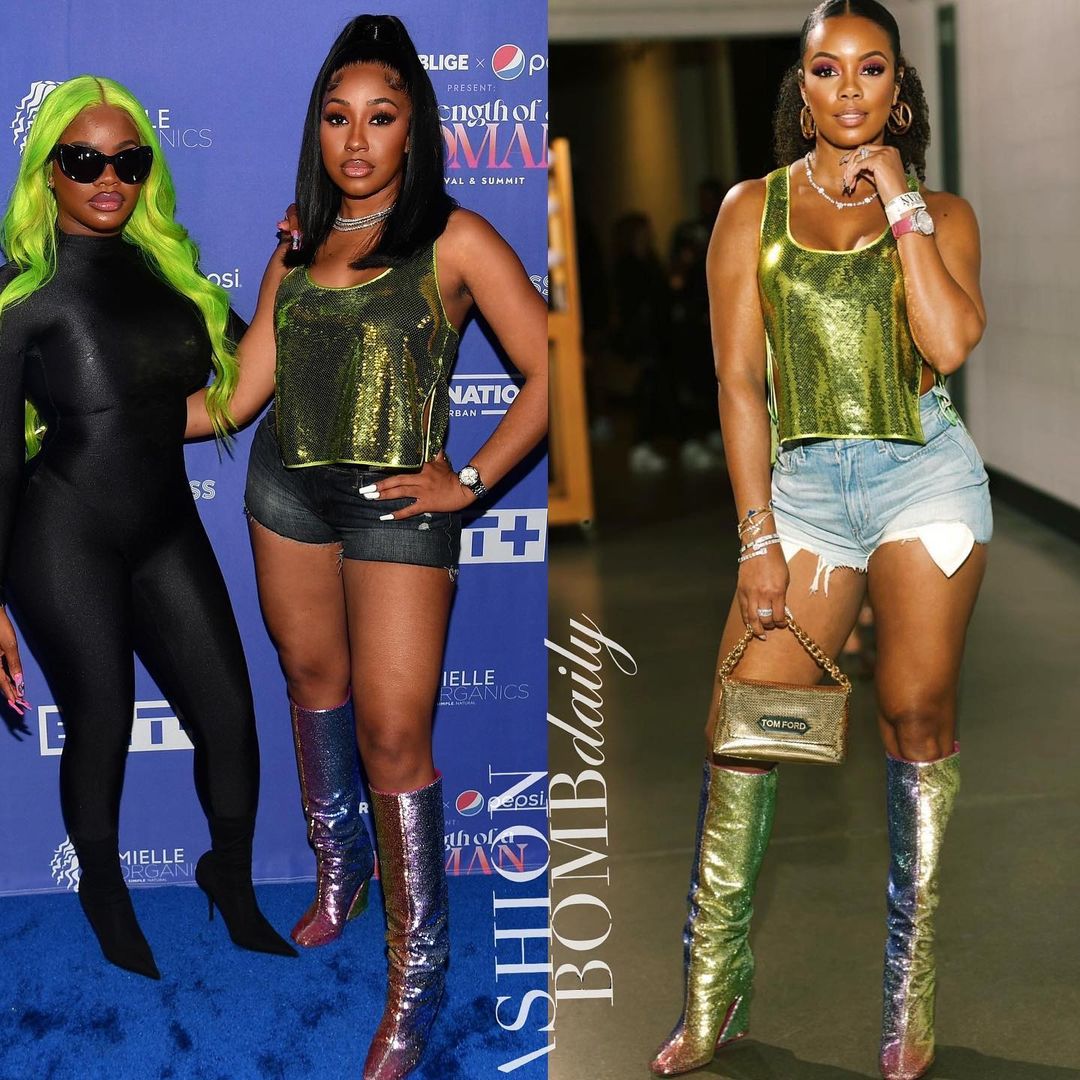 Who Wore it Better? Yung Miami vs. Monique Rodriguez in Tom Ford's Silk  Trimmed Sequins Tank and Dolce & Gabbana Rainbow Sequinned Boots