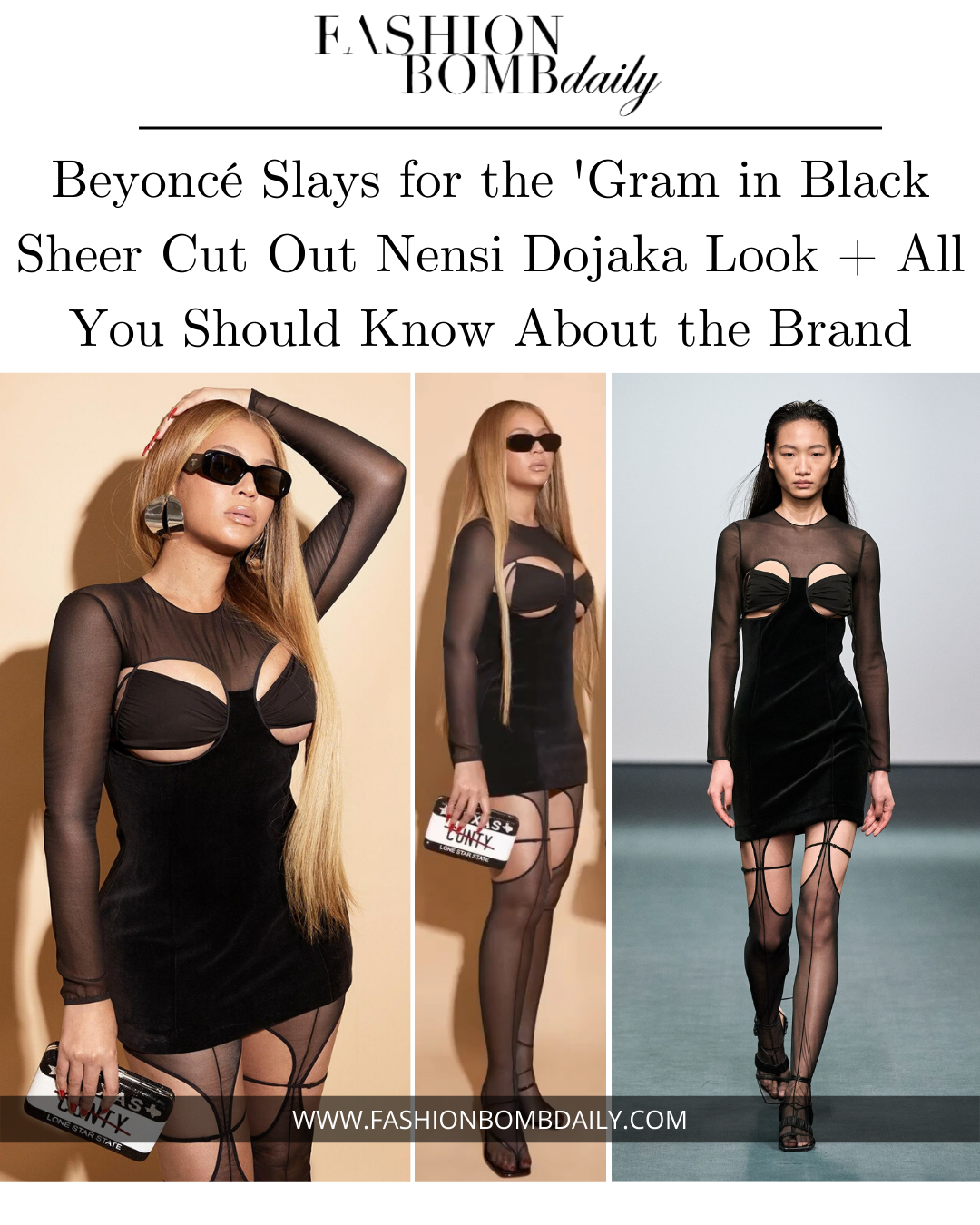 Beyoncé Slays for the 'Gram in Black Sheer Cut Out Nensi Dojaka