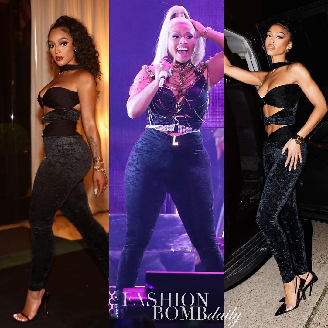 Nicki Minaj, Lori Harvey and Joie Chavis All Wore Saint Laurent’s Black Velvet Cutout Catsuit, But Who Wore It Best?