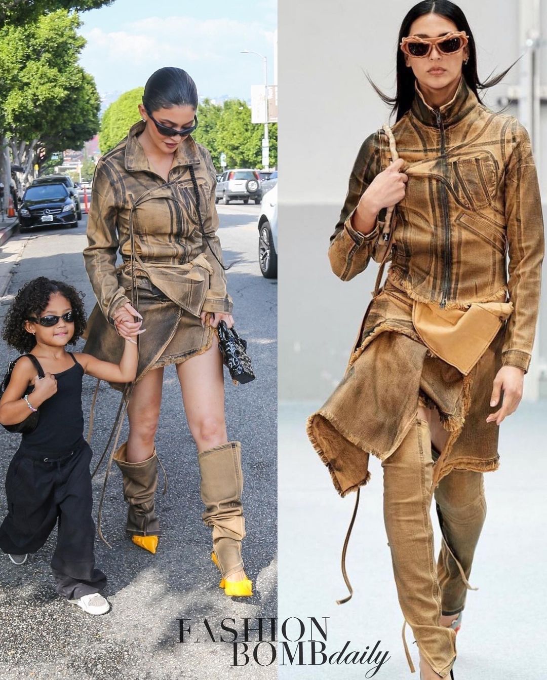 Kylie Jenner Goes Grunge with Stormi Webster in Torn Leather Pants
