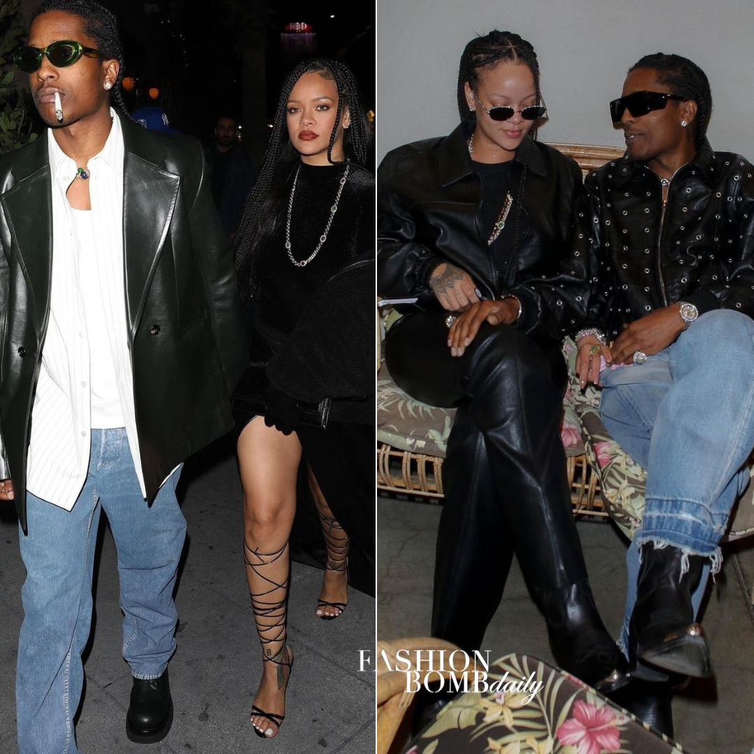 Rockstar Parents Rihanna and AAP Rocky Coordinated Outfits in Leather Celine Rick Owens Bottega Veneta and More