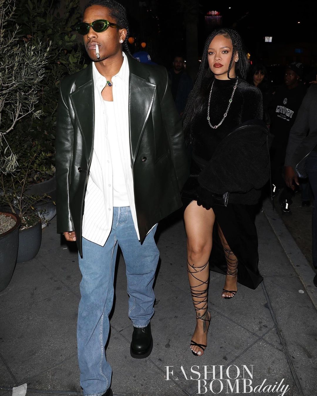 Rockstar Parents Rihanna and AAP Rocky Coordinated Outfits in Leather Celine Rick Owens Bottega Veneta and More2