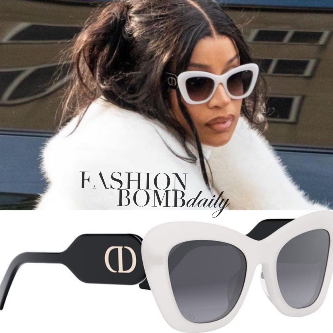 Cardi B Goes to Court in All White: Adrienne Landau x Saulo Villela Faux  Fur Coat , Dior Cat Eye Shades, an Aritzia Ribbed Dress, and Louboutin  Pumps – Fashion Bomb Daily