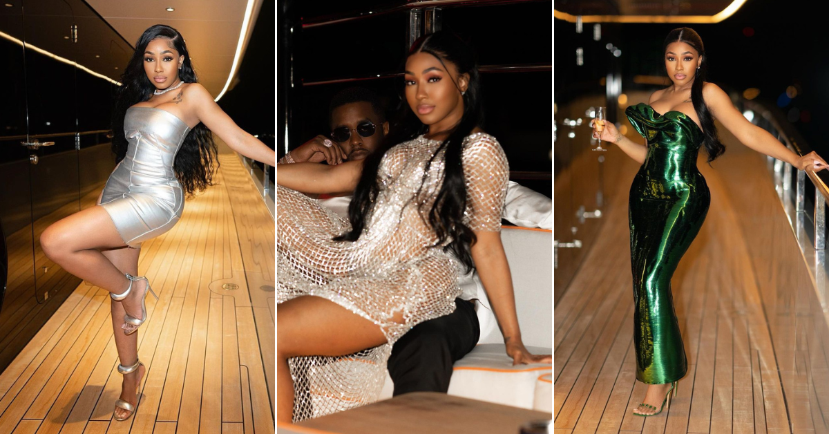 Yung Miami Wore a Silver Rick Owens, Sparkly Joy Cioci and an Green Valdrin Sahiti Dress for Diddy’s NYE Yacht Party
