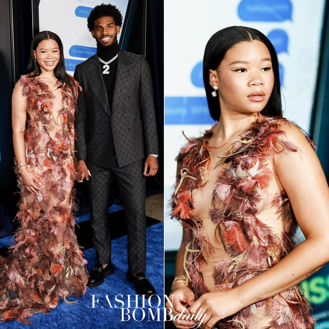 Fashion Bomb Couple Storm Reid and Shedeur Sanders Attended the Premiere Missing Wearing Balmain and Gucci2