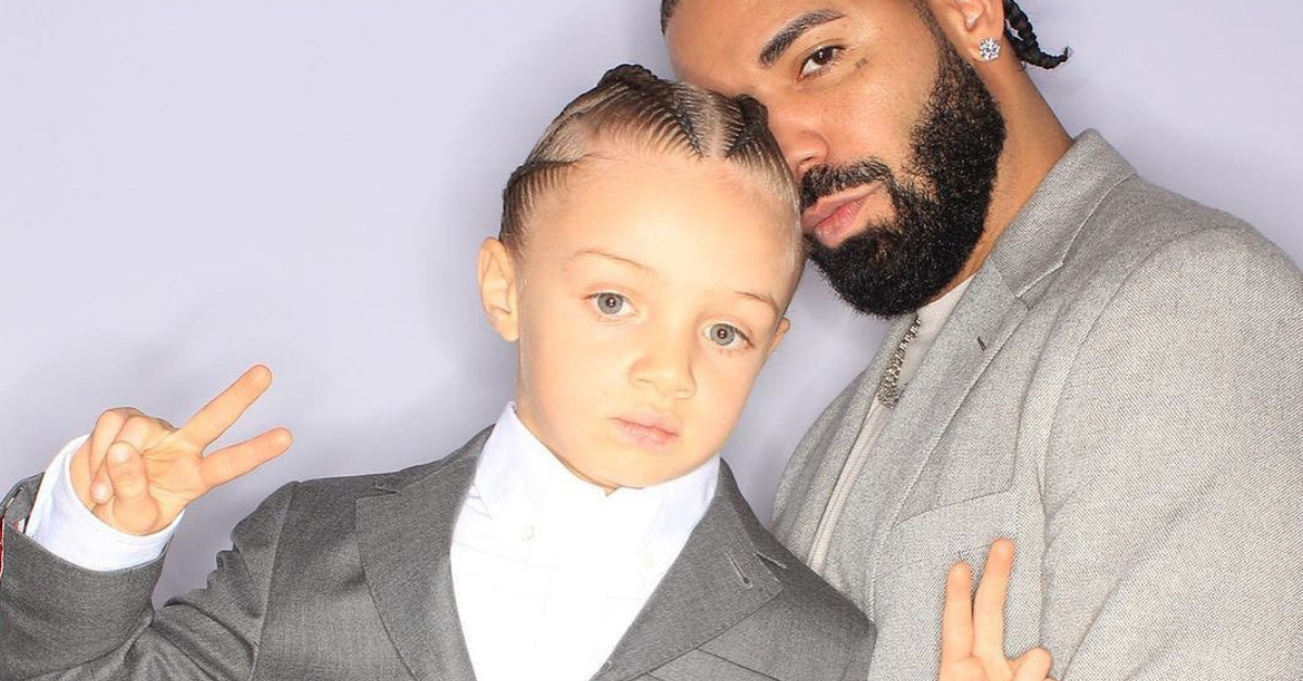 Drake and His Son Adonis Celebrate Mom Sandi Graham’s Birthday in Coordinating Gray Suits