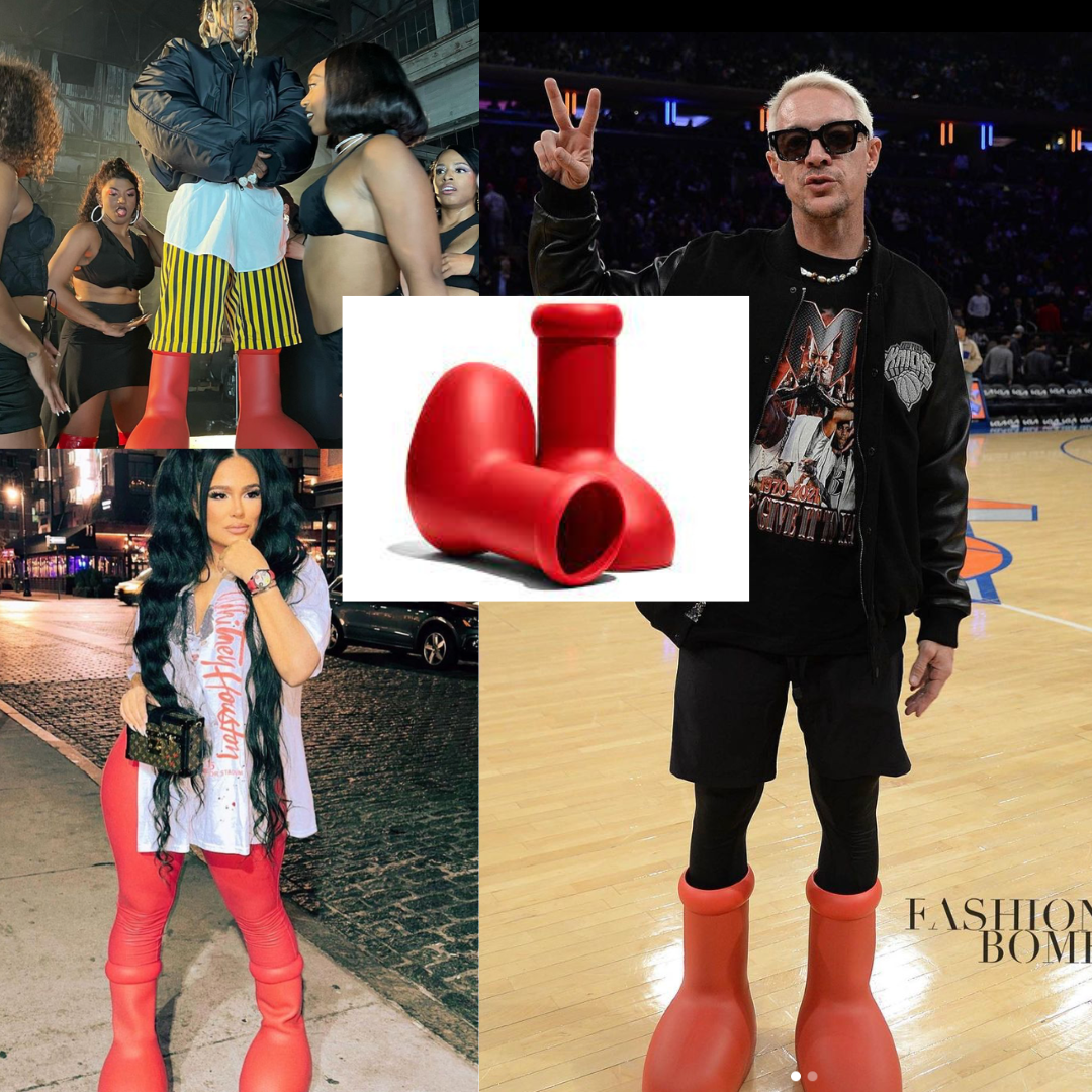 Currently Trending: Mschf Red “Cartoon” Boots as Worn by Lil Wayne, Emily  B, Coi Leray & More! – Fashion Bomb Daily
