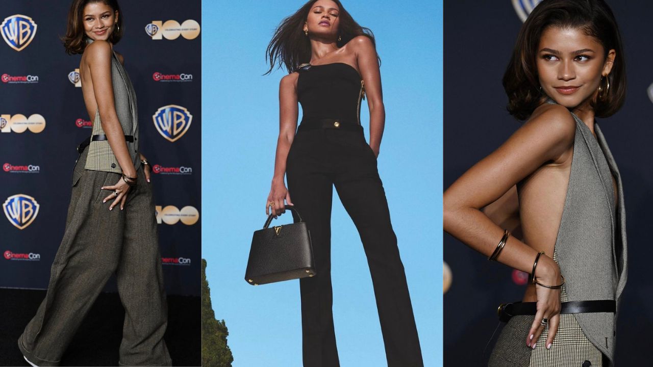 The New Face of Louis Vuitton Zendaya Stuns in a Backless LV Jumpsuit with  Christian Louboutins at CinemaCon 2023 – Fashion Bomb Daily