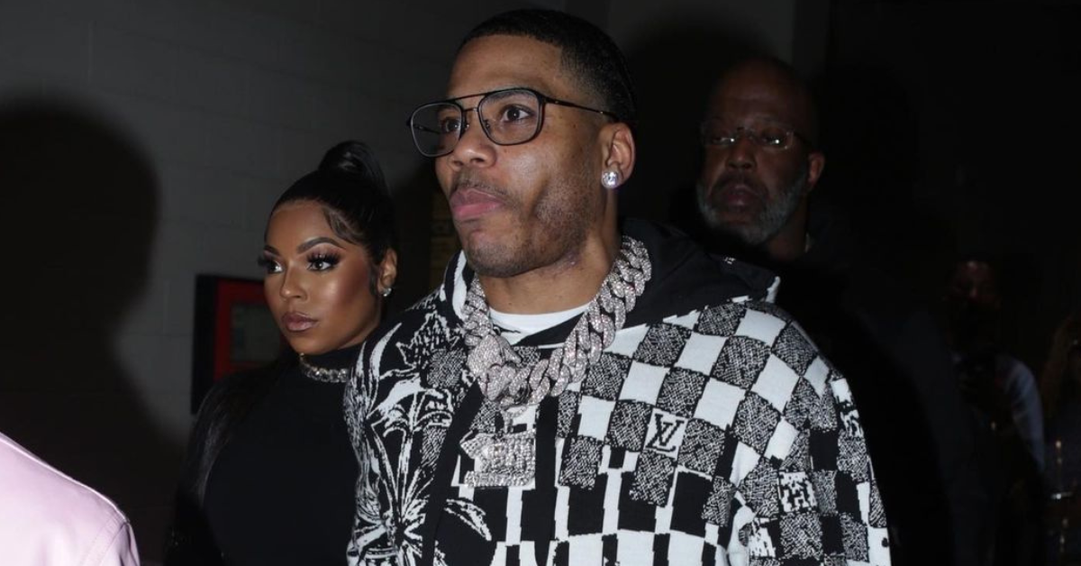 Nelly, Ashanti and Jermaine Dupri Attend Fight Night in Checkered Louis Vuitton, Dazzling Dolce & Gabbana and Pink Leather by Purple Label