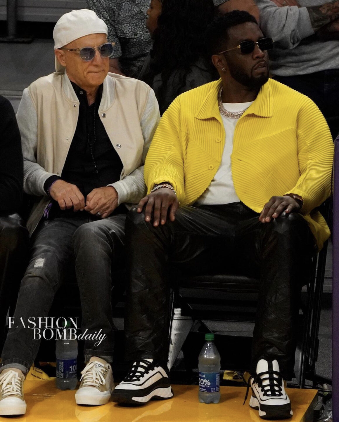 Shannon Sharpe's Lakers vs Grizzlies Game Greg Lauren Blue Patchwork  Cardigan + What was the Heated Argument About? – Fashion Bomb Daily