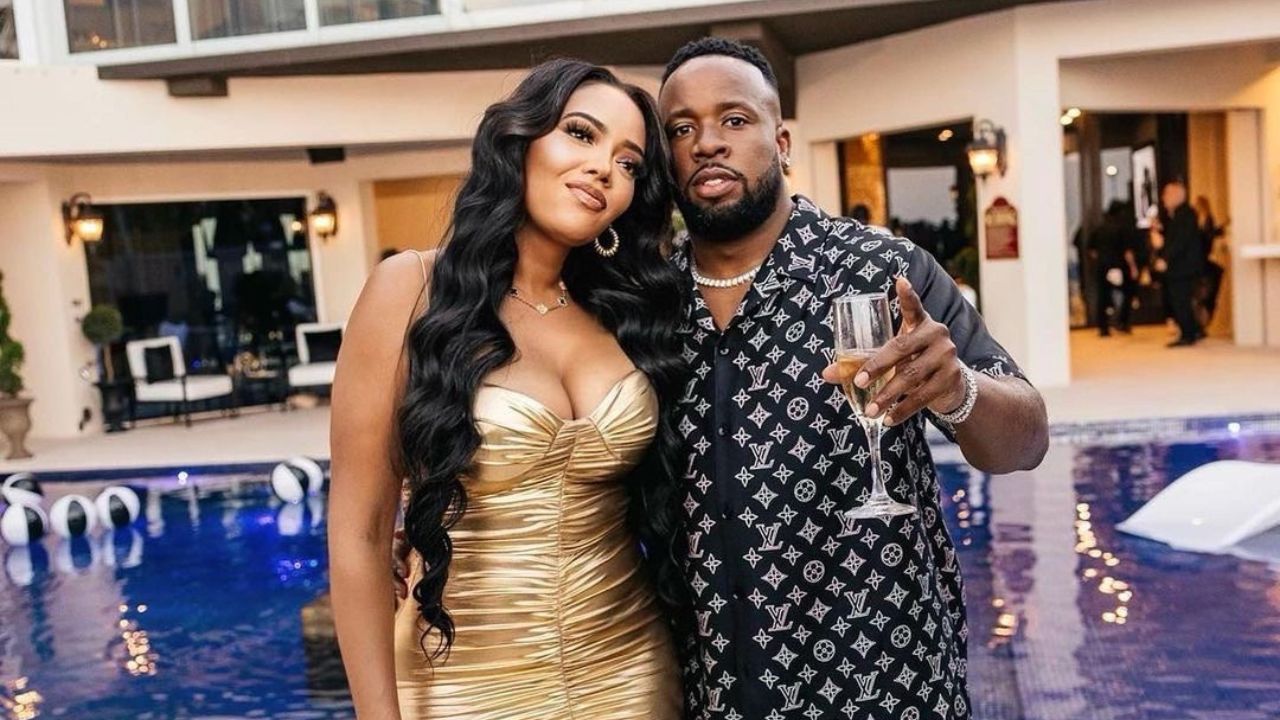 Angela Simmons Wore a Gold Alex Perry Dress and Alaia Heels While Celebrating Yo Gotti in a full Louis Vuitton Look