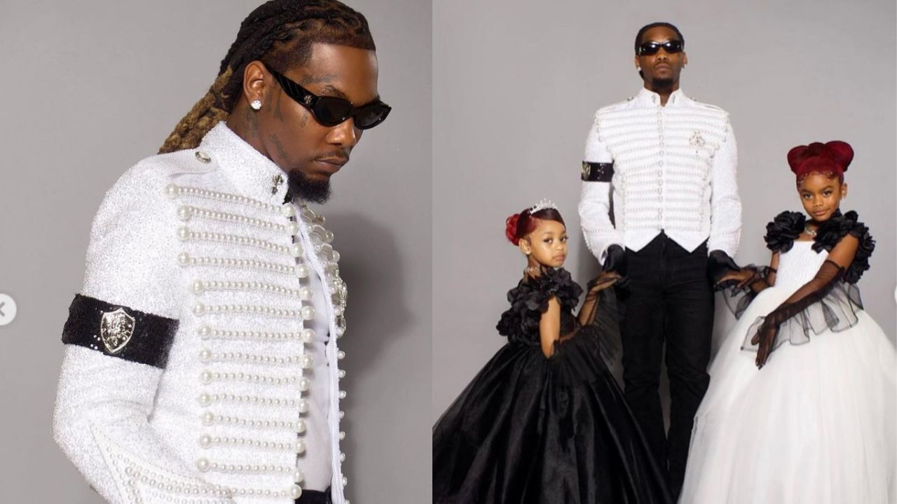 Offset Arrived to the Little Mermaid Premiere in Bryan Hearns with his Daughters Kulture Kiari and Kalea Marie in Isabella Couture.