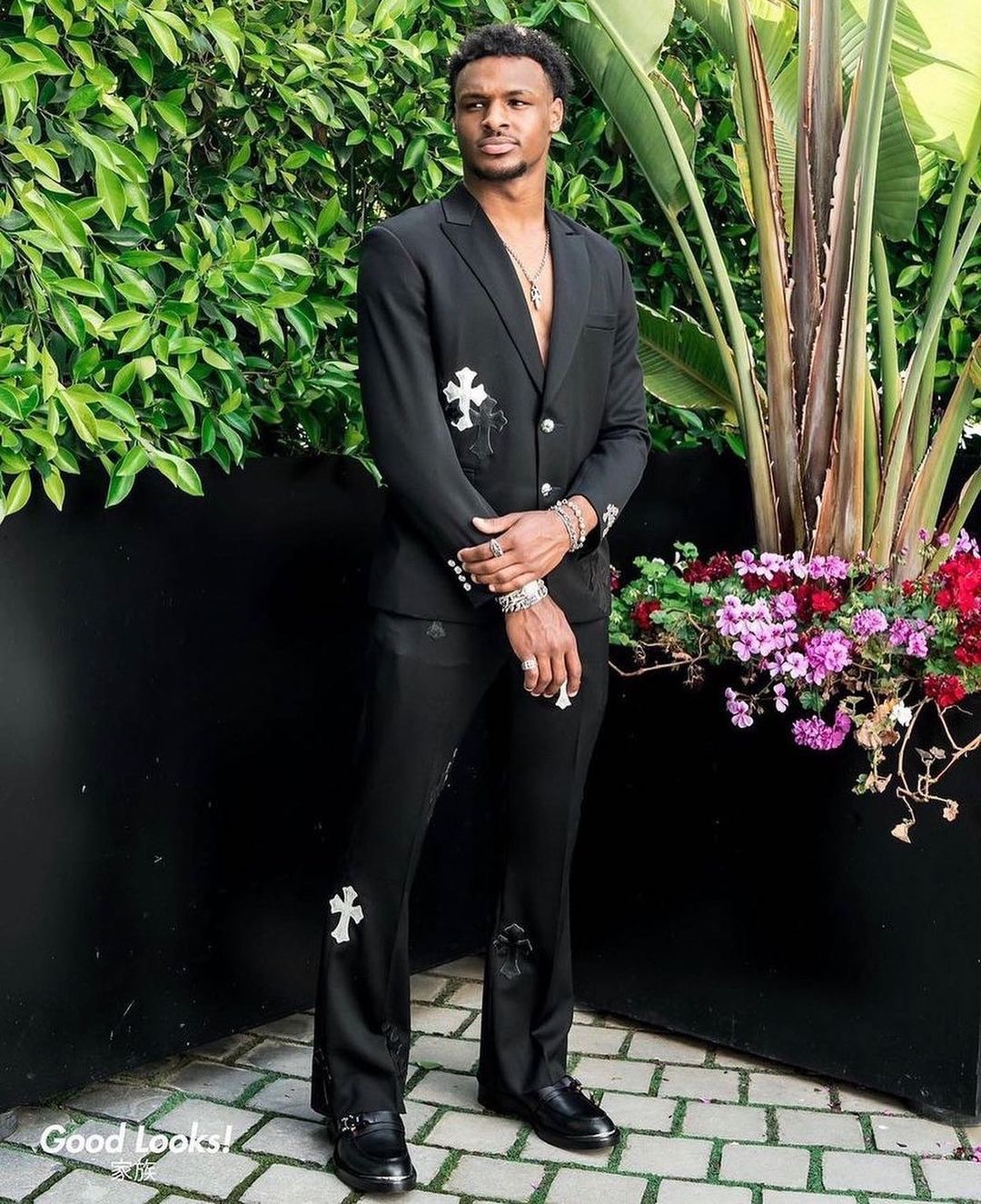 Bronny James Heads to Prom in a Custom Cross-Covered Chrome Hearts Suit and  Dior Loafers – Fashion Bomb Daily