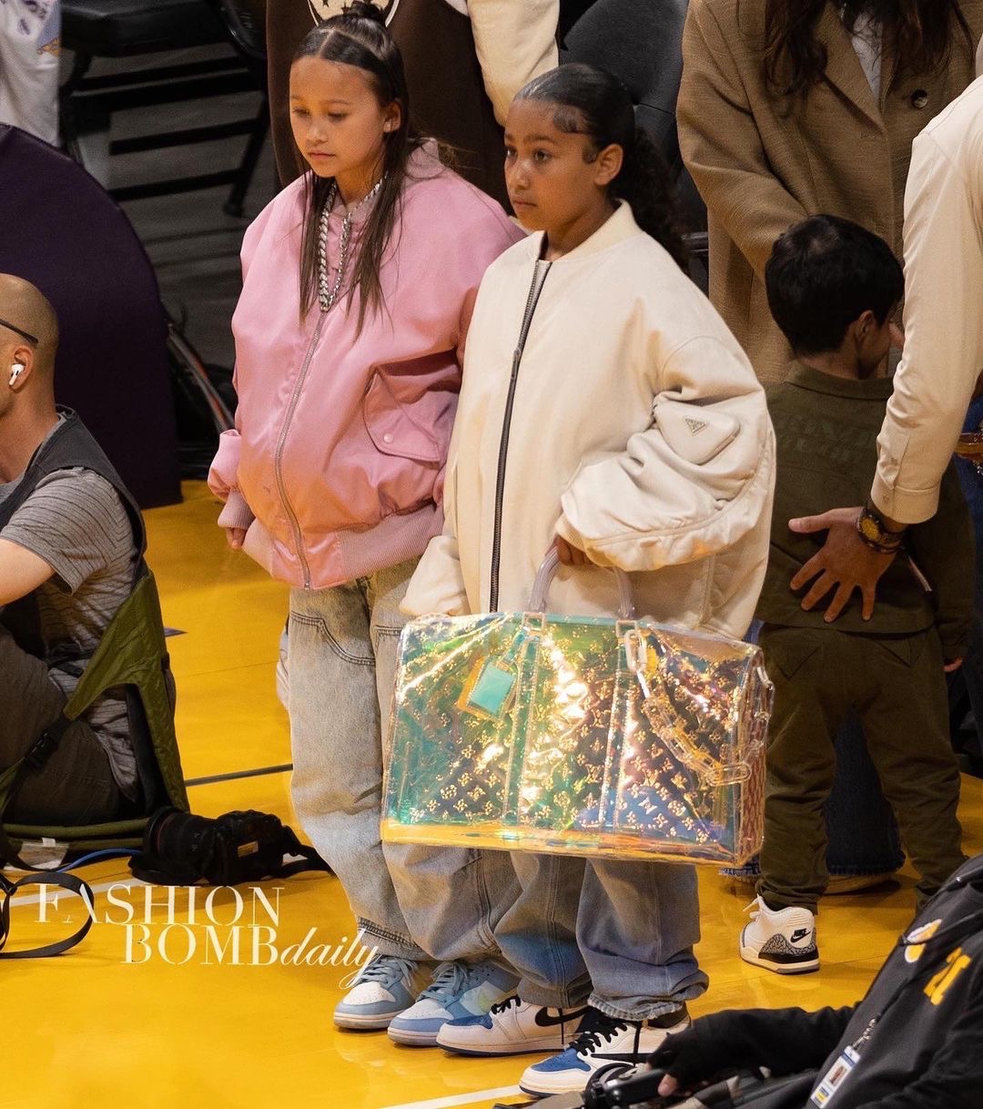 North West Attended the Lakers Game in an Off White Prada Bomber
