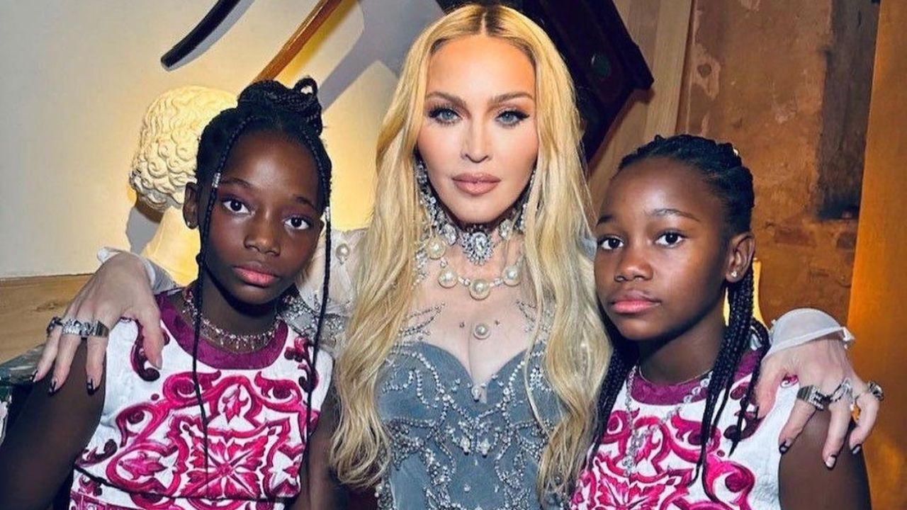 The ‘Queen of Pop’ Madonna Celebrates Her sixty fifth Birthday with Daughters Stella and Estere in Matching Dolce & Gabbana Majolica Prints