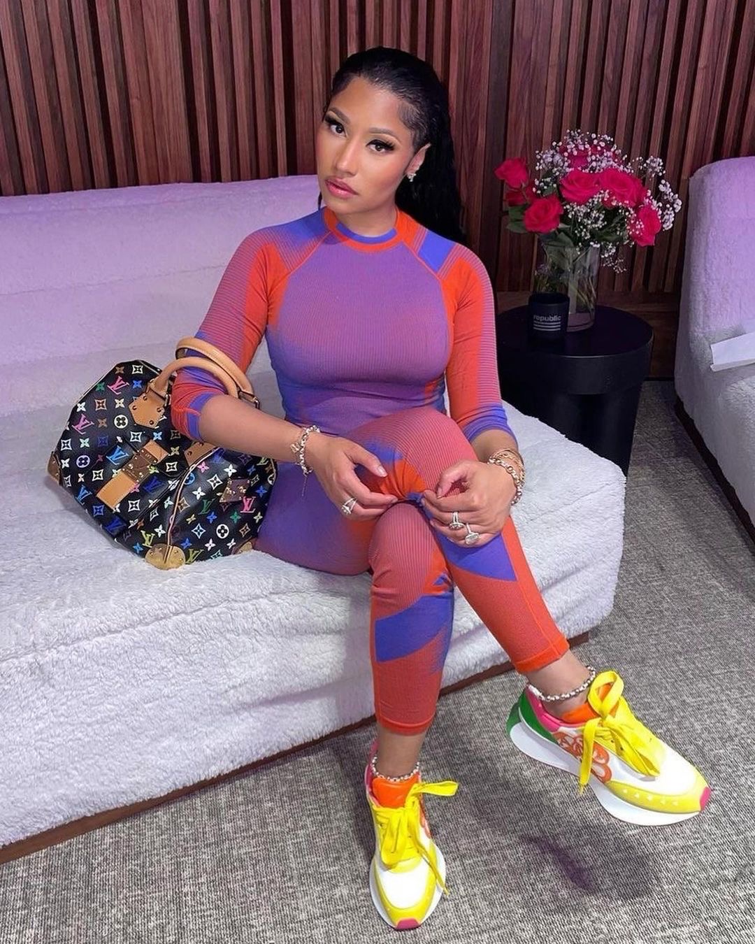 Nicki Minaj Wore a Red and Purple Y-3 Knit Set with $790 Alexander
