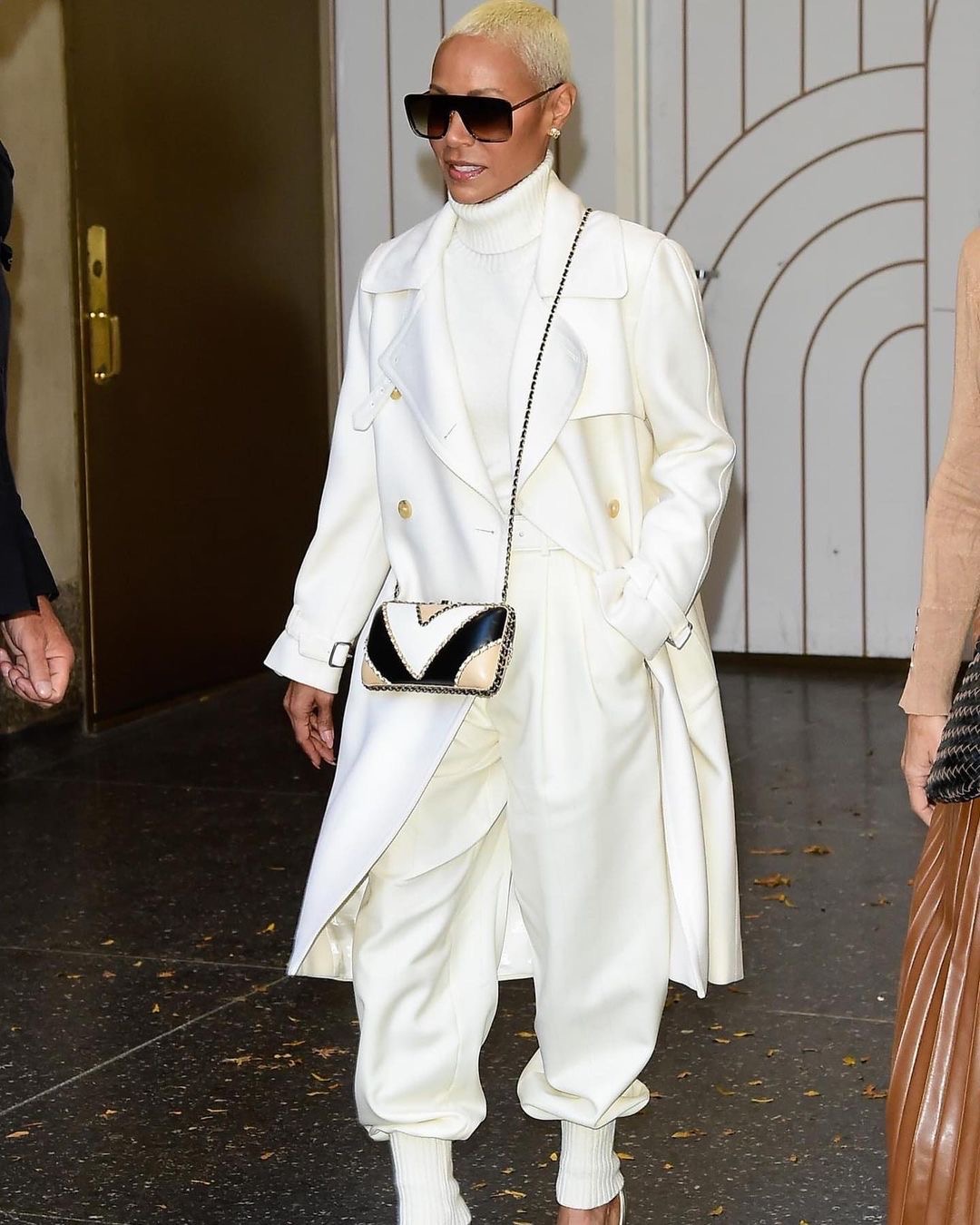 Jada Pinkett Smith Wore a Cream Loro Piana Monochromatic Look with a Color Block Dior Bag to the Today Show