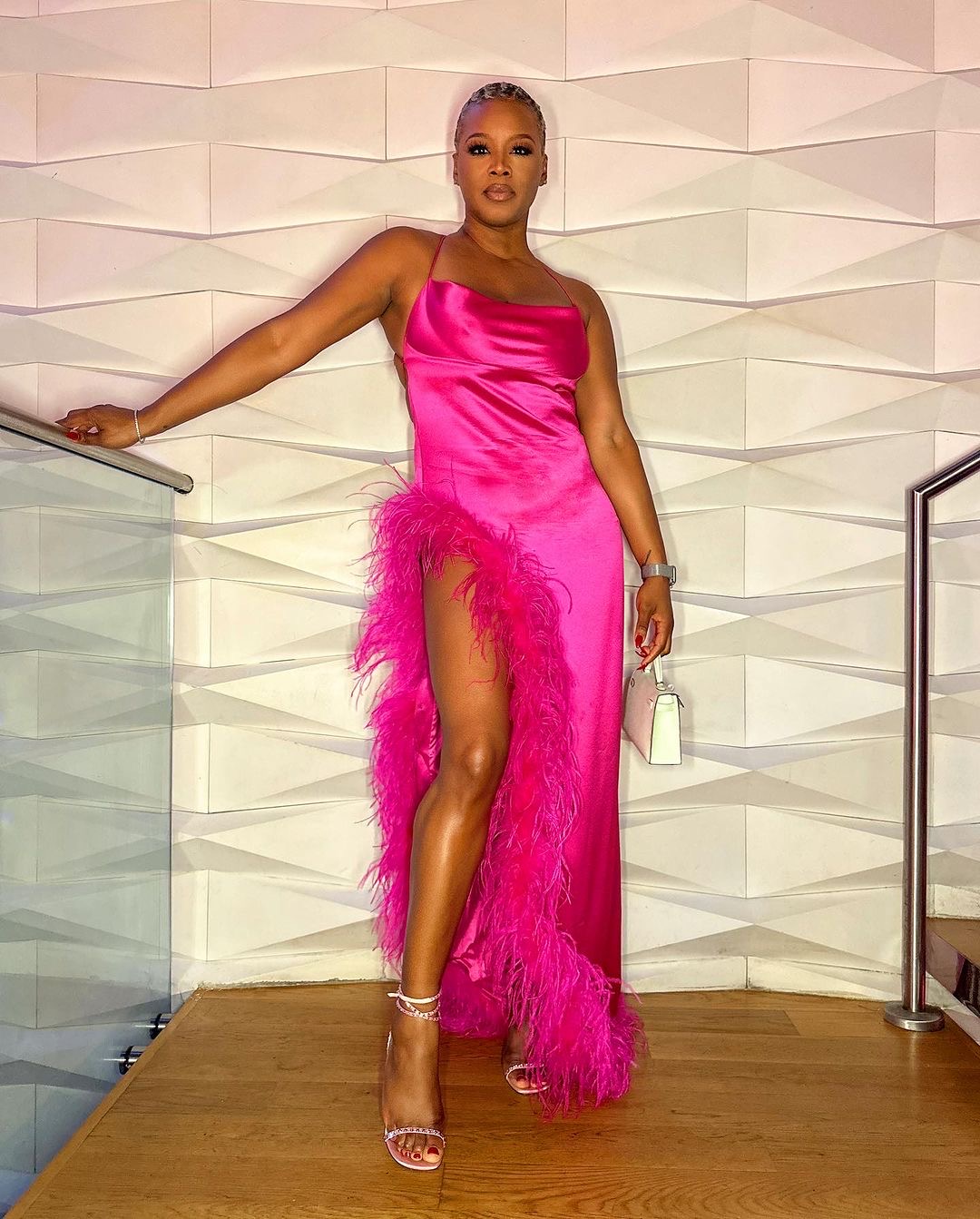 Mielle Organics CEO Monique Rodriguez Celebrated Her 40th Birthday in a Pink Custom Nicole Felicia Gown with Rene Caovilla Heels to her Cirque Du Moleil Theme Party More 13