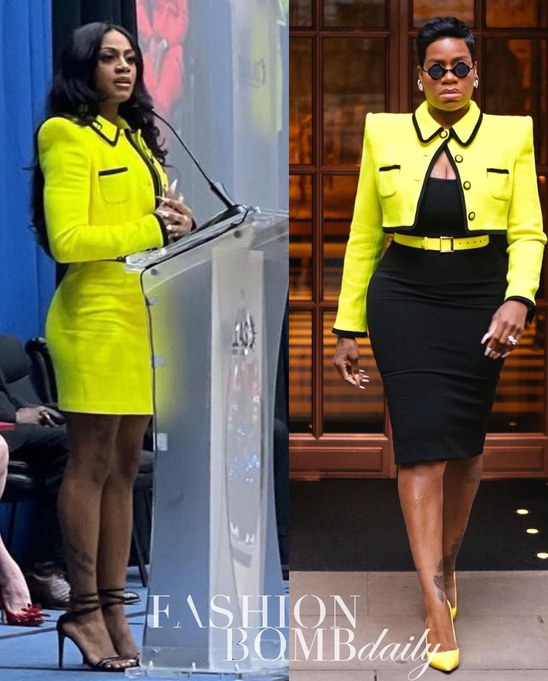 Who Wore It Higher: Each Fantasia Barrino and Sha’carri Richardson Sported a $1,177 Sergio Hudson Assortment Yellow Cropped Jacket