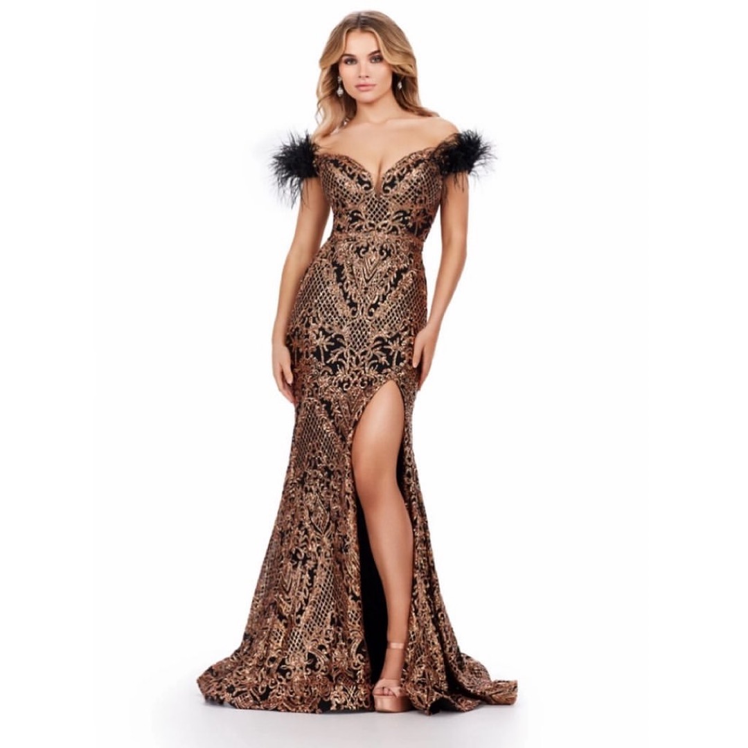 All the Reunion Looks from Love is Blind Season 6 AD in a Seroya Crystal Sheer Dress Chelsea in a Feathered Gold Ashley Gown Vanessa Lachey in Black and Silver Nedo and More
