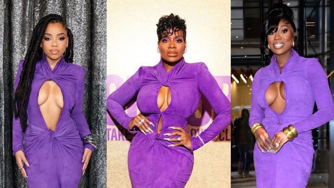 LaQuan Smith’s Purple $2,395 Suede Keyhole Twisted Robe is a Celeb Favourite Amognst Chloe Bailey, Fantasia, & Wendy Osefo – Style Bomb Each day