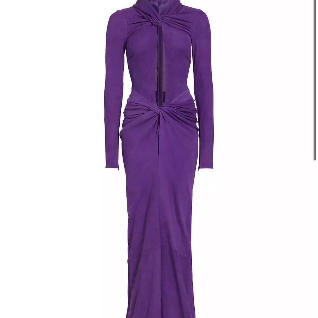Celebs Love LaQuan Smiths Purple 2395 Suede Keyhole Twisted Gown is a Celeb Favorite Amognst Chloe Bailey Fantasia Wendy Osefo 3