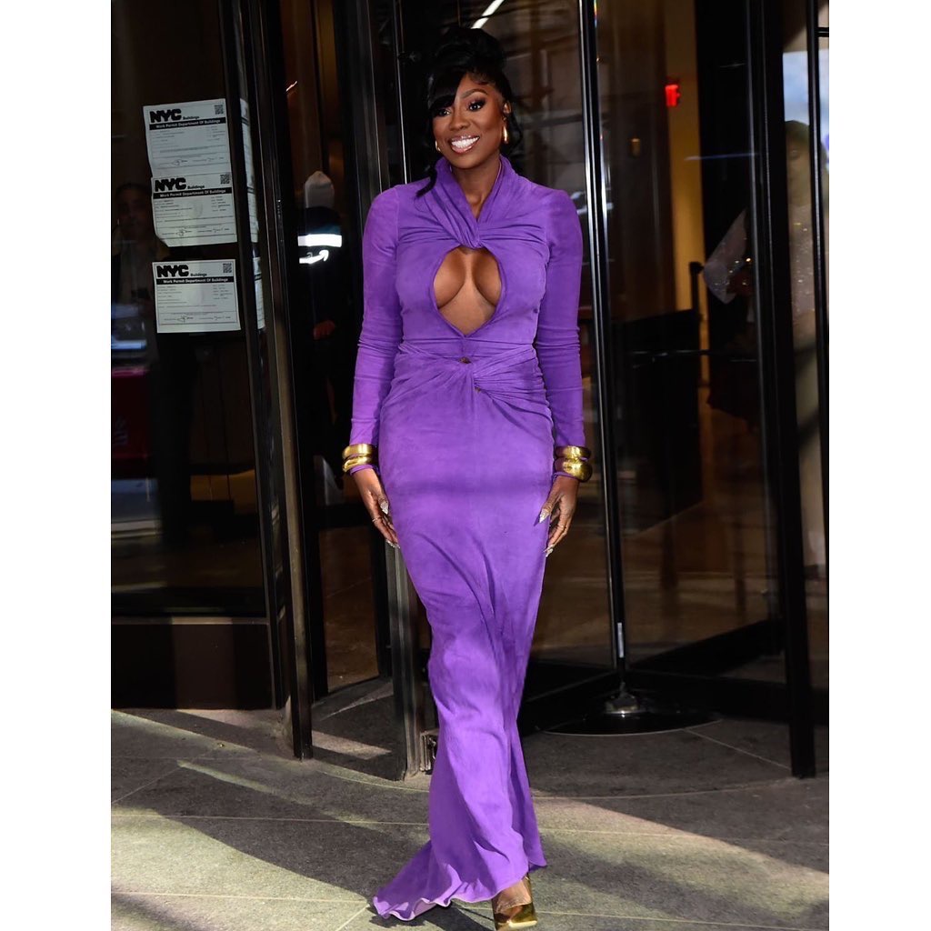 Celebs Love LaQuan Smiths Purple 2395 Suede Keyhole Twisted Gown is a Celeb Favorite Amognst Chloe Bailey Fantasia Wendy Osefo 8