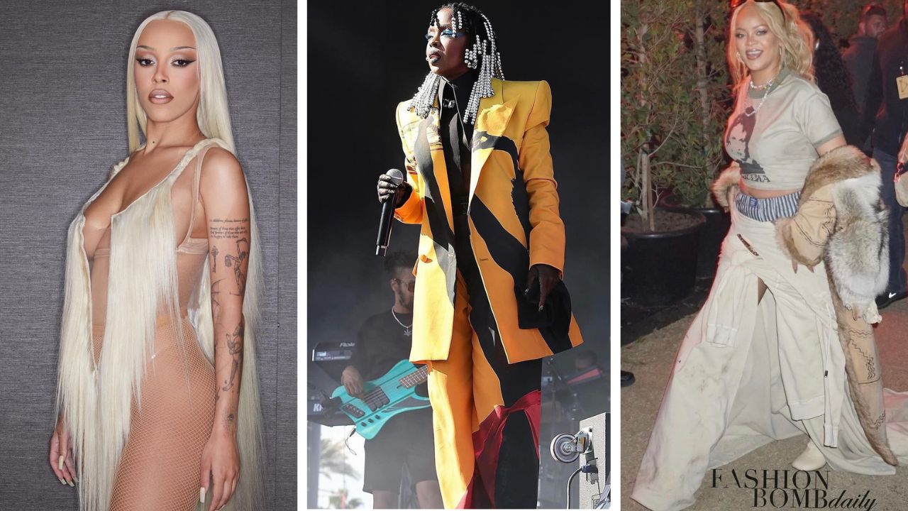 Best Coachella Looks: Doja Cat Makes History in a Charlie Le Mindu Wig Costume, Lauryn Hill Performs in Yellow Balmain Suit, and Rihanna Rocks a Nude Dsquared2 Skirt