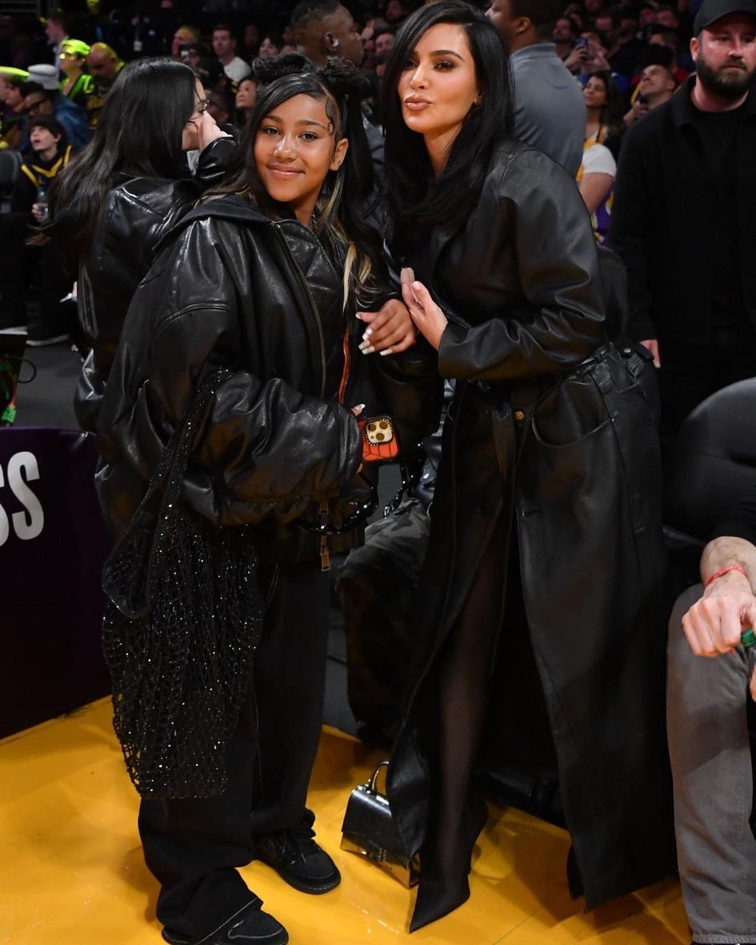 Kim Kardashian and Northwest Spotted Courtside in All Black Balenciaga Outfits 1