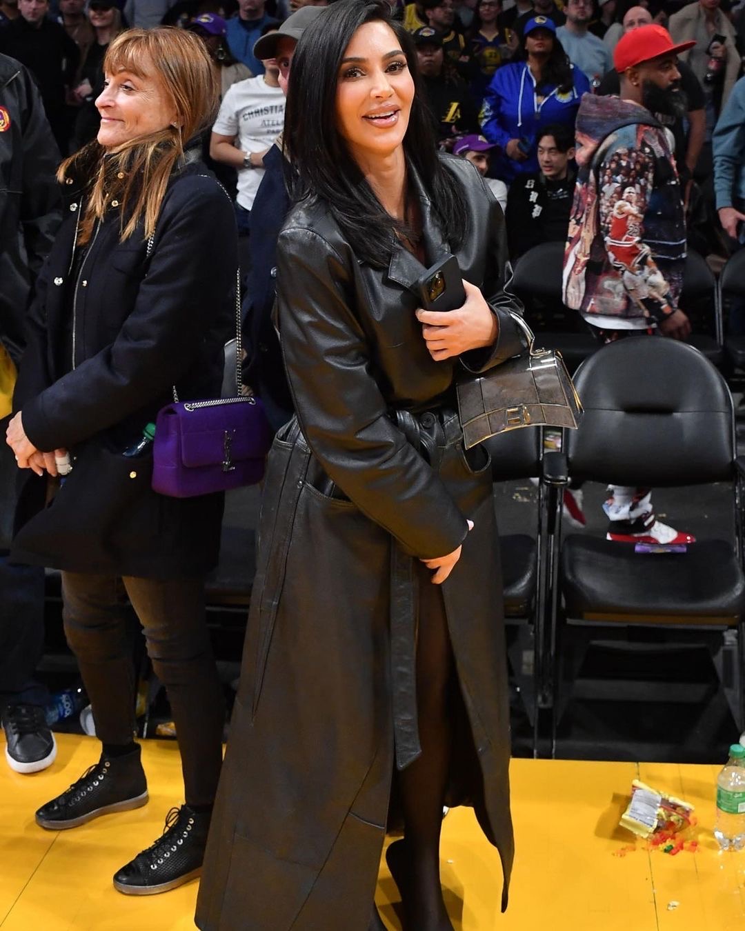 Kim Kardashian and Northwest Spotted Courtside in All Black Balenciaga Outfits 3