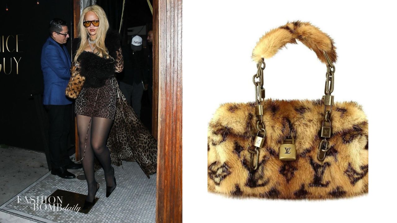 Rihanna Steps Out in a Leopard Dolce & Gabbana Look with a Louis Vuitton Fur Monogram Bag, and Tom Ford Shades