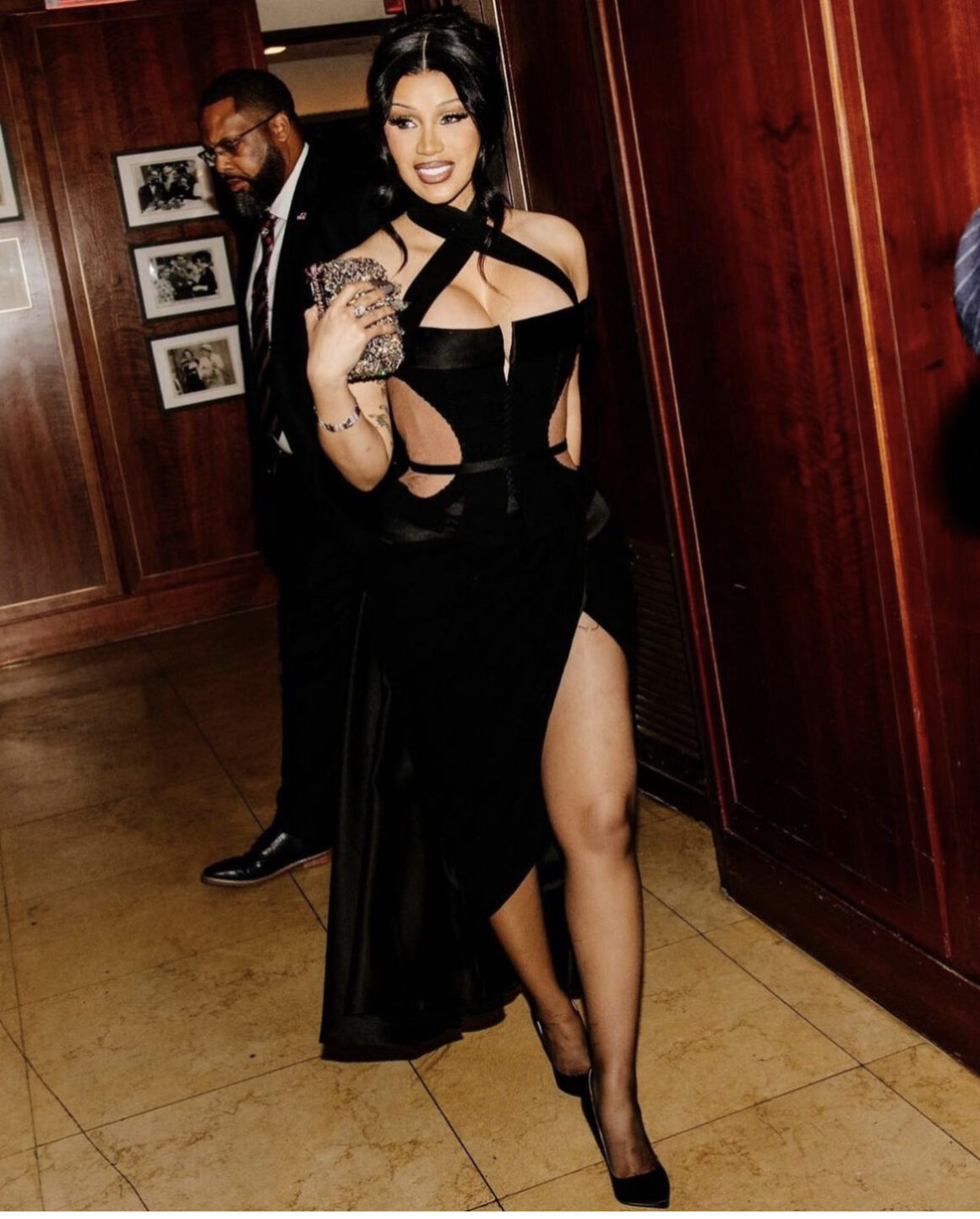 You Ask We Answer Cardi B Attended the Power Stylist Dinner with Kollin Carter in a Black Nicholas Jebran Dress with Black Jimmy Choo Heels 2
