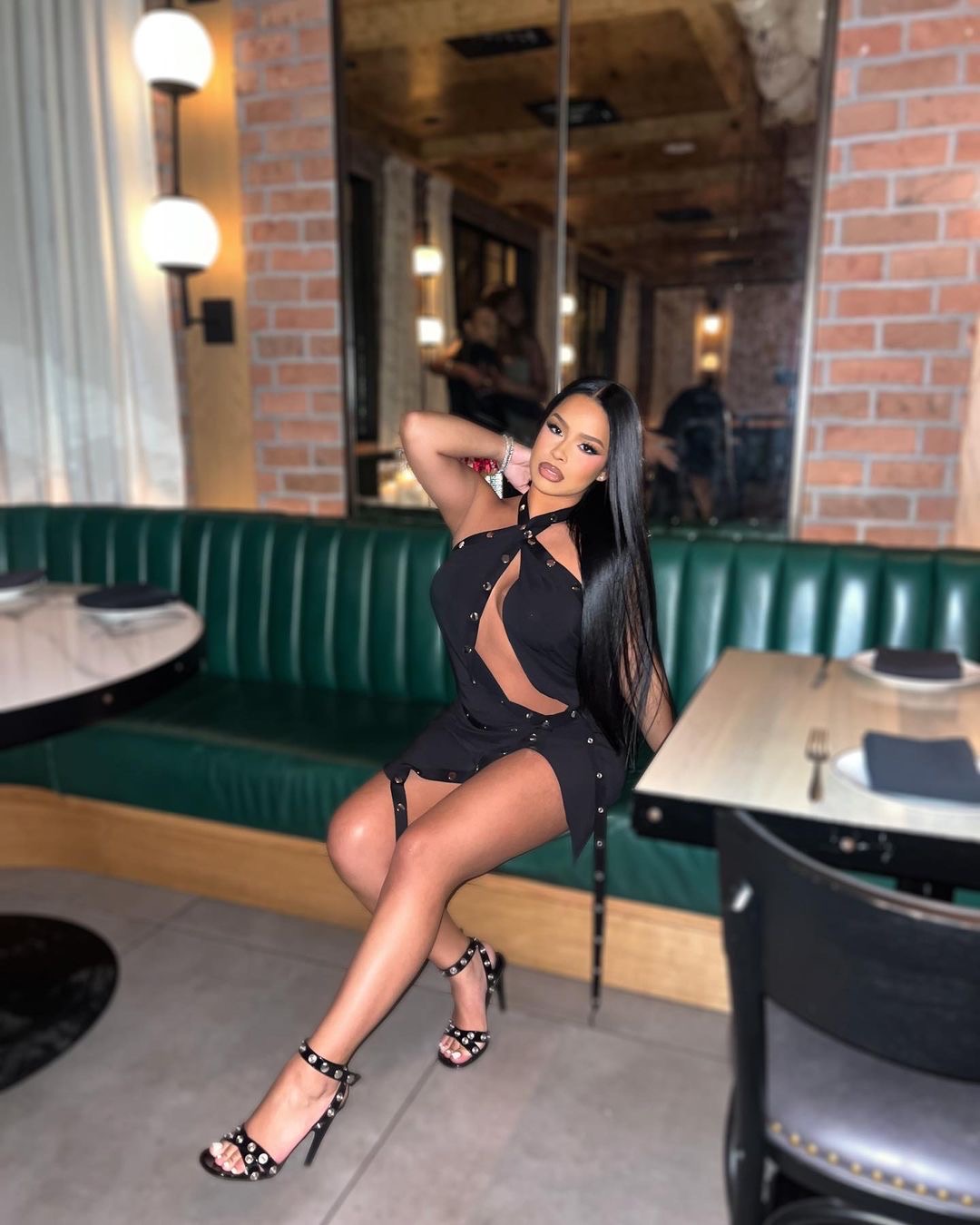 You Ask We Answer Taina Williams Celebrated Her Birthday in a Black 1273 The Attico Dress with 1101 Sandals 3