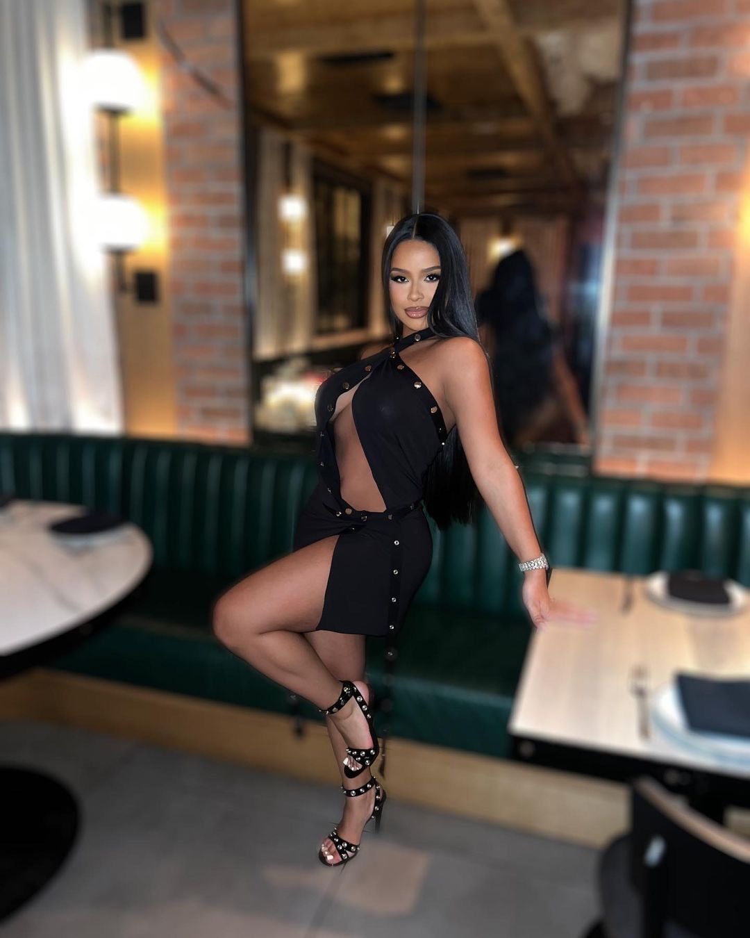 You Ask We Answer Taina Williams Celebrated Her Birthday in a Black 1273 The Attico Dress with 1101 Sandals 4