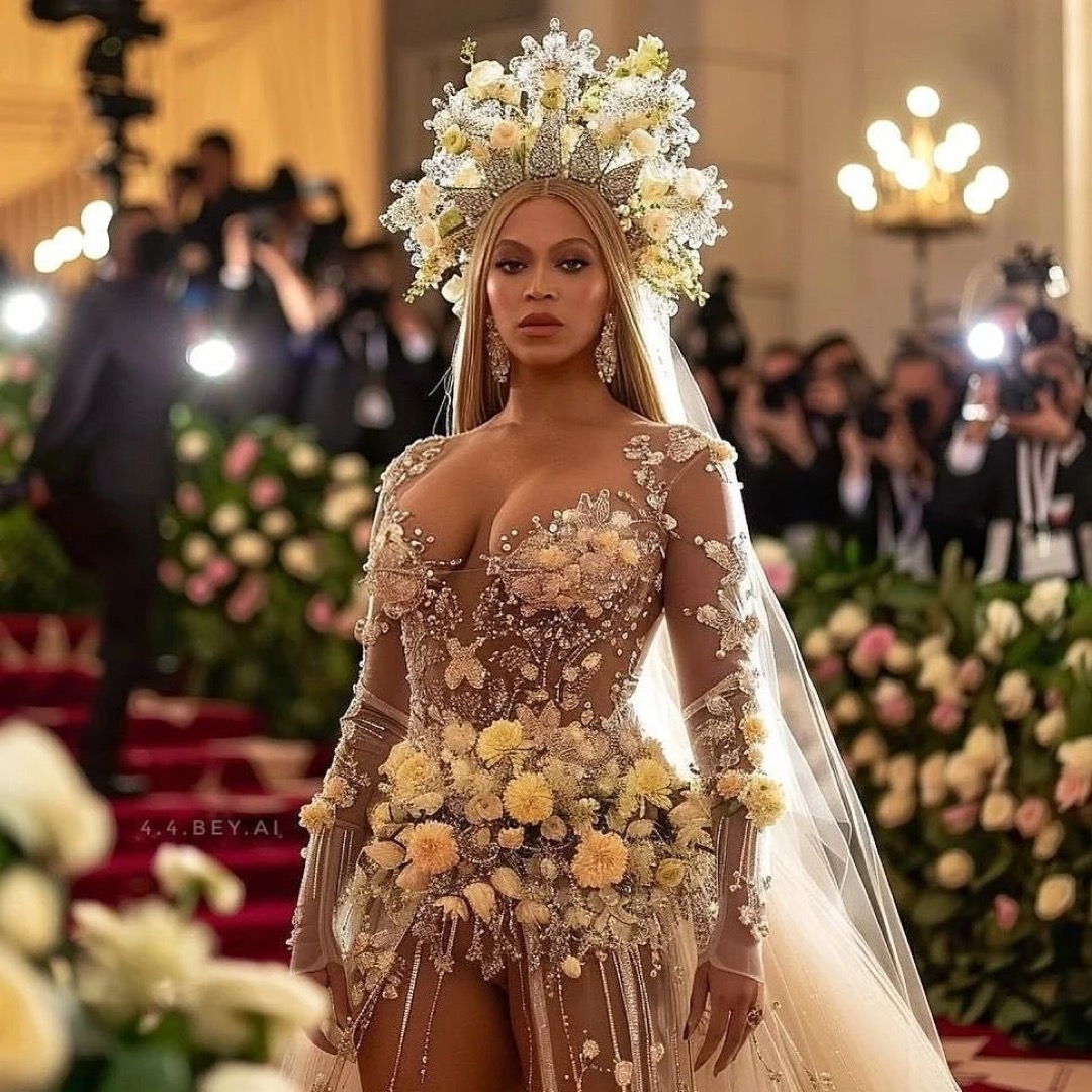 2 Artificial Intelligence AI at the Met Gala 2024 Beyonce Rihanna Kanye West and More in Fictional Garden Inspired Looks