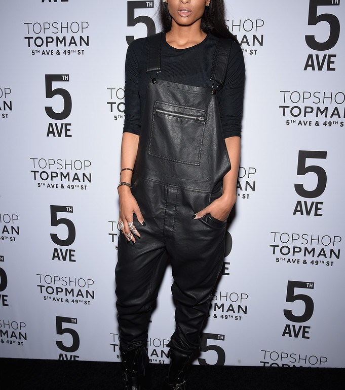 Get the Look: Ciara’s  Topshop / Topman NYC Flagship Dinner Black Leather Overalls