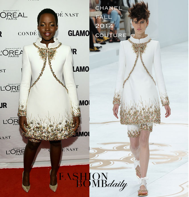 Hot! or Hmm…: Lupita Nyong’o’s Glamour 2014 Women Of The Year Awards Chanel Fall 2014 Couture White Beaded Dress