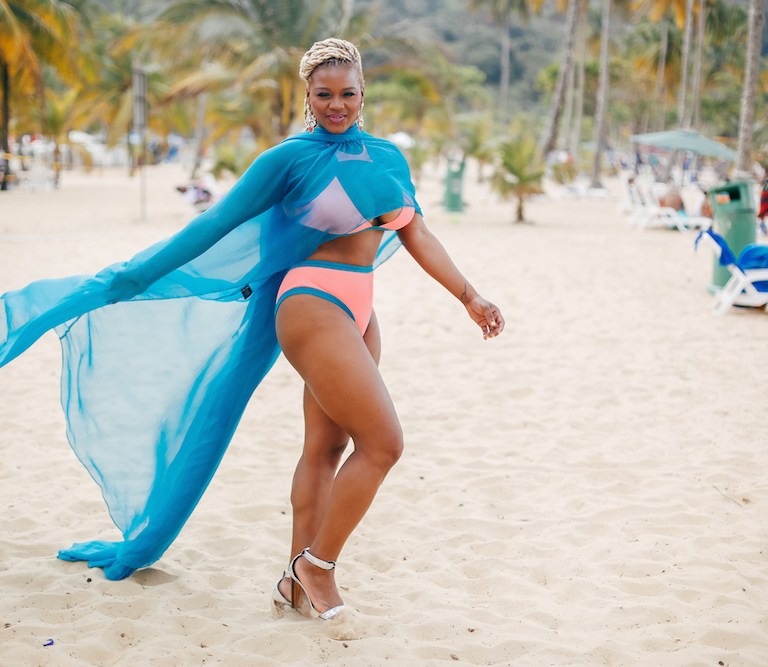 Claire’s Life: Maracas Beach in Trinidad in Andrea Iyamah’s Kanda High Waist Bikini and Tess Blue Beach Cape