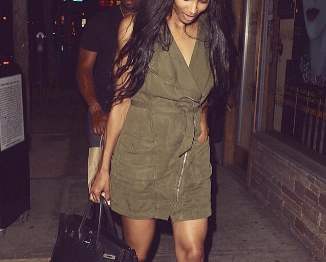 Steal: Ciara’s Russell Wilson Date Night Topshop Olive Green Army Belted Dress