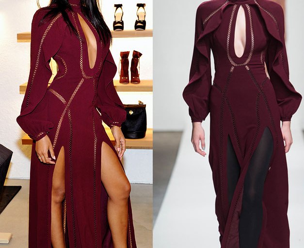Hot! or Hmm….: Chanel Iman’s Zimmermann Melrose Place Flagship Store Opening Zimmermann Fall 2015 Burgundy Keyhole Dress
