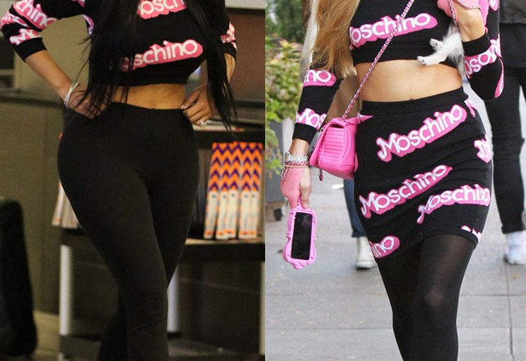 Who Wore it Better? Paris Hilton vs. Nicki Minaj in Moschino’s Barbie Logo Detailed Top