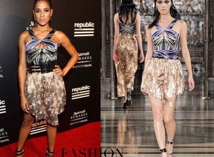 Hot! or Hmm… Dania Ramirez’s Republic Records VMAs After Party Dora Abodi Spring 2015 Printed Halter Dress