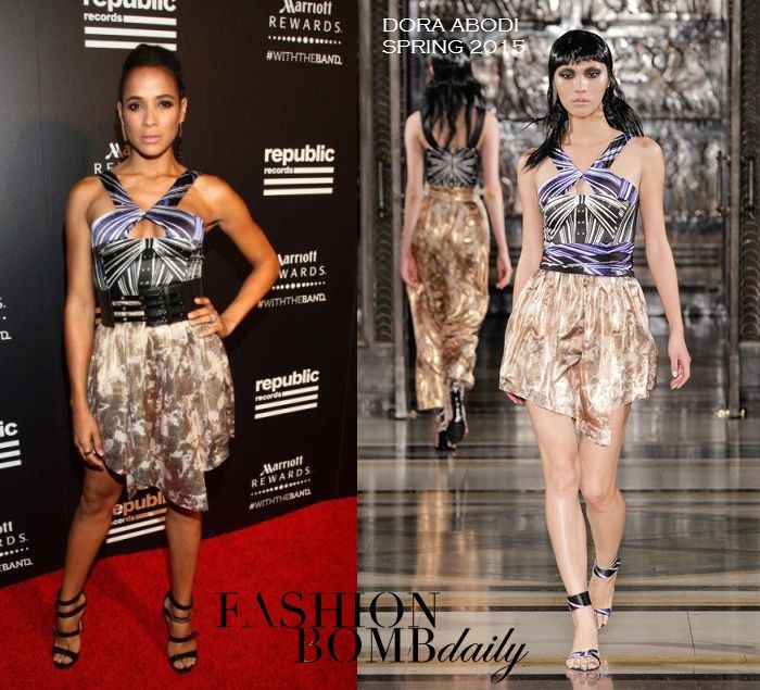 Hot! or Hmm… Dania Ramirez’s Republic Records VMAs After Party Dora Abodi Spring 2015 Printed Halter Dress