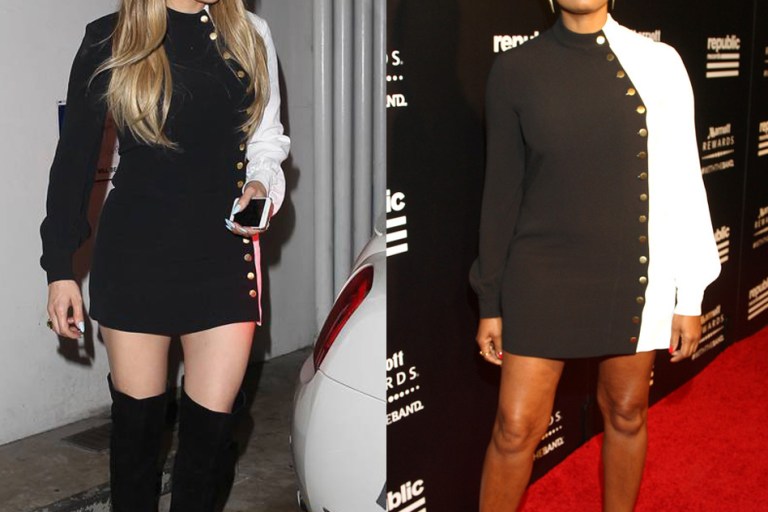 Who Wore it Better? Garcelle Beauvais vs. Jennifer Lopez in Rachel Zoe’s Fall 2015 McKell Two-Tone Long-Sleeve Black and White Dress